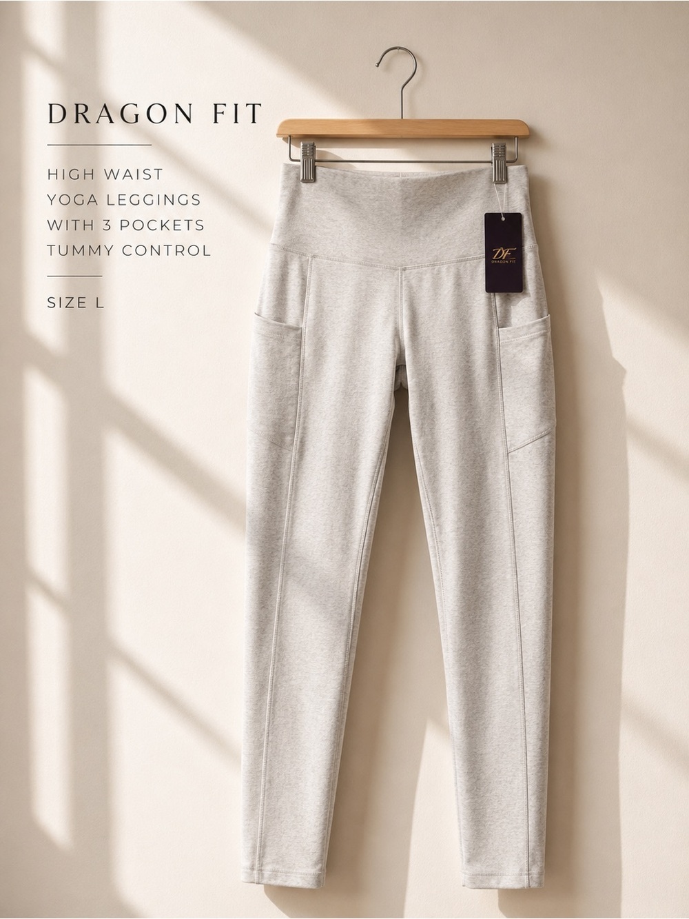 Dragon Fit High Waist Yoga Leggings 3 Pocket Tummy Control Size L NWT